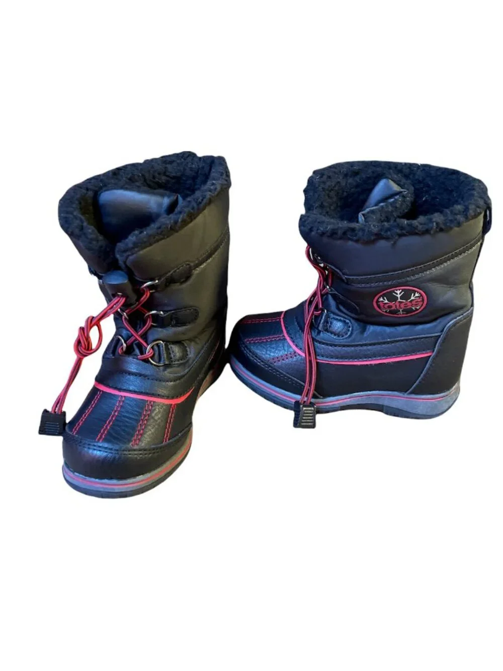 Totes Toddler Girl Snow Boots Faux Fur Trim Black Size 9